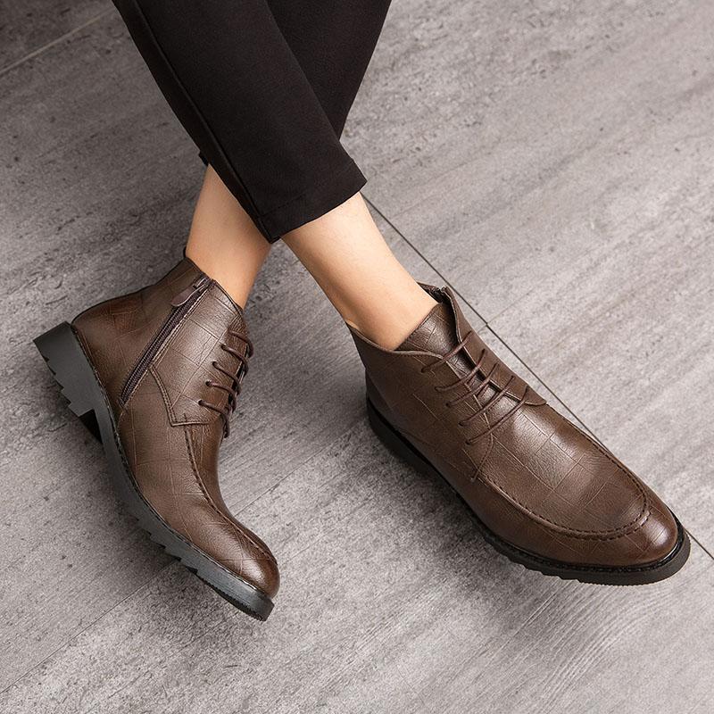 Fashion High Quality Brand Winter New Ankle Boots Men's High Top Workwear Shoes Classic Trendy Men's Leather Business Shoes Commuting
