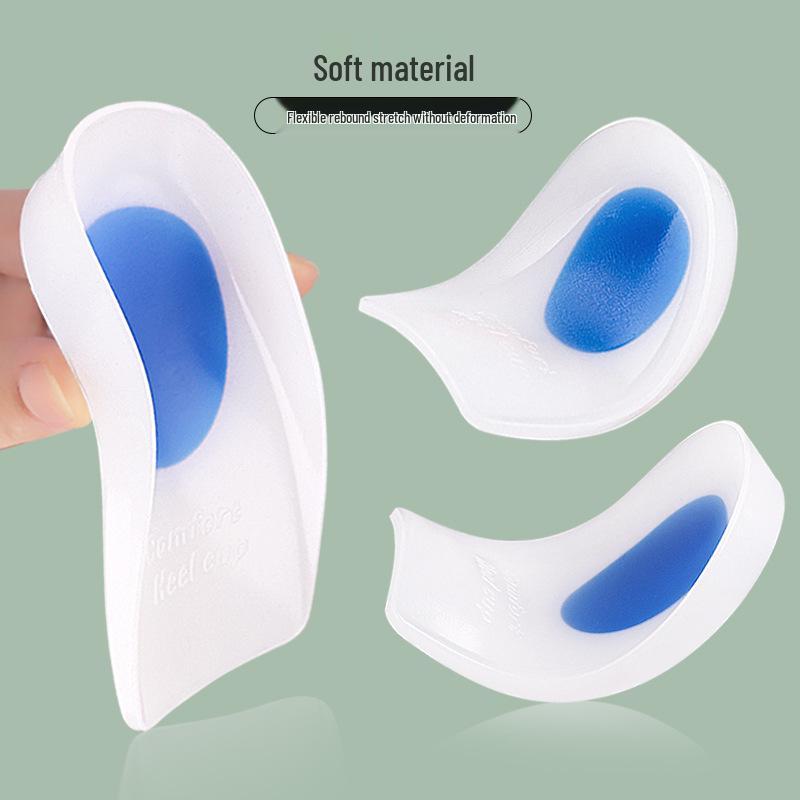 White Blue Self-Adhesive Shock-Absorbing U-Shaped Heel Pad Insole