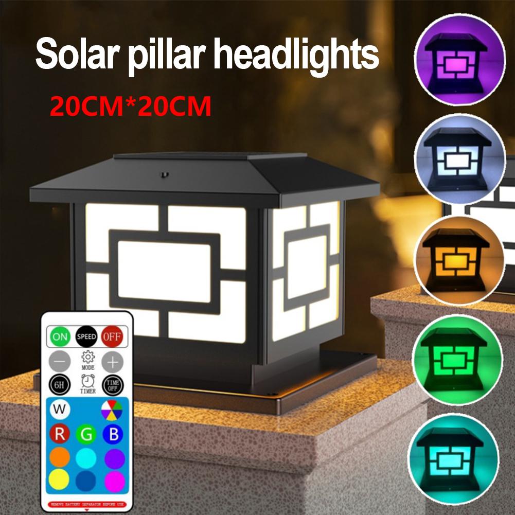 Modern Solar Post Light IP54 Waterproof LED Fence Deck Cap Light Lantern Column Lamp for Patio Garden Courtyard Decoration