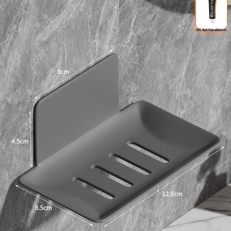 Wall-Mounted Soap Holder No-Punch Drain Rack for Bathroom Vanity & Toilet