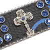 Cross-set Diamond Design Rhinestone Bracelet with Hip-hop Trendy PU Leather Bracelet Design
