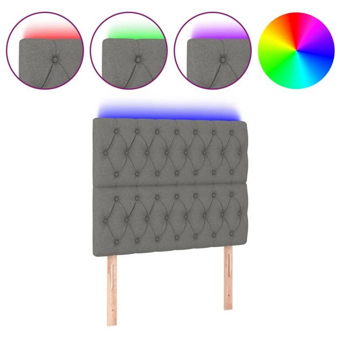 VidaXL Tête de Lit à LED Meuble de Chambre à Coucher Accessoire de Lit Simple Tête de Cadre de Lit Intérieur Gris Foncé 3122751