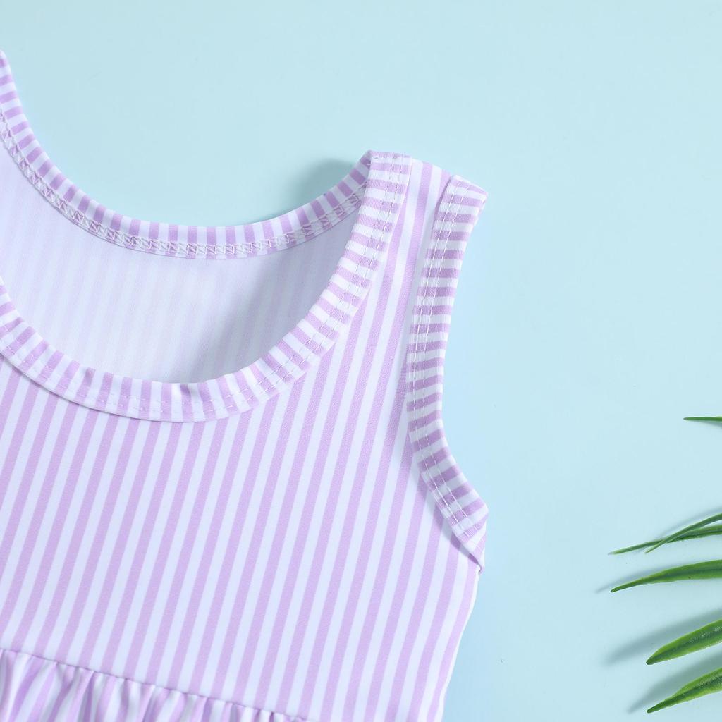 Girls' Polka Dot Striped Two-Piece Swimsuit Set