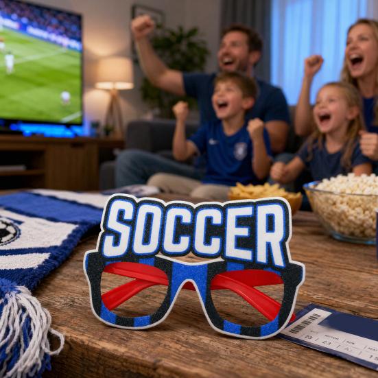 Football Glasses, Soccer Themed Decorative Glasses, Lightweight Paper Frame Party Props, for Fan Gatherings And Team Building