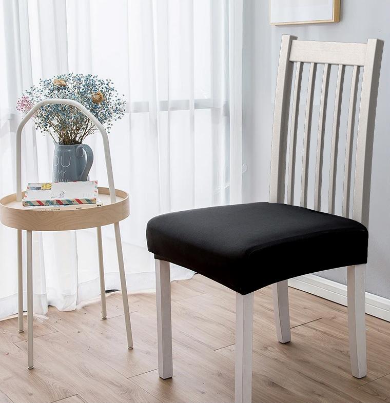 Sitzbezug für Stuhlsitz Glatt Elastisch Schwarz