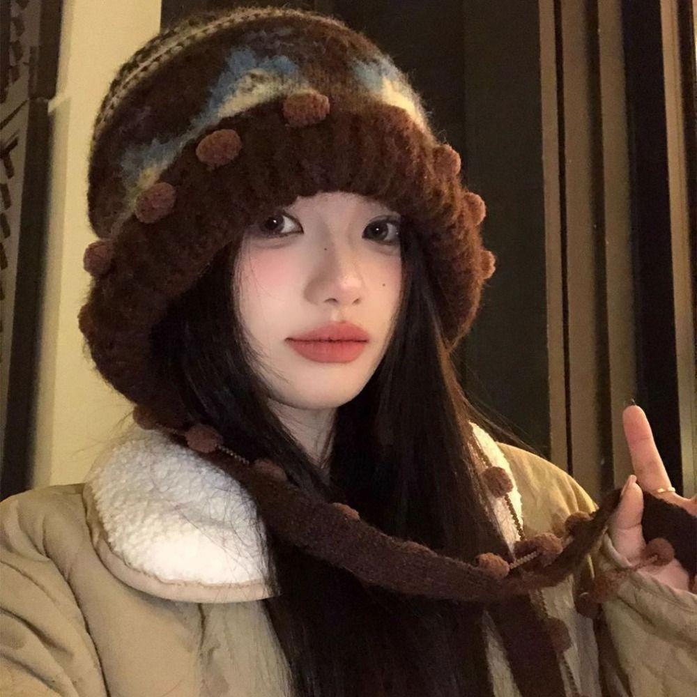 Ear Protection Knitted Cap Thickened Beanie Hats Cute Winter Hat  Winter