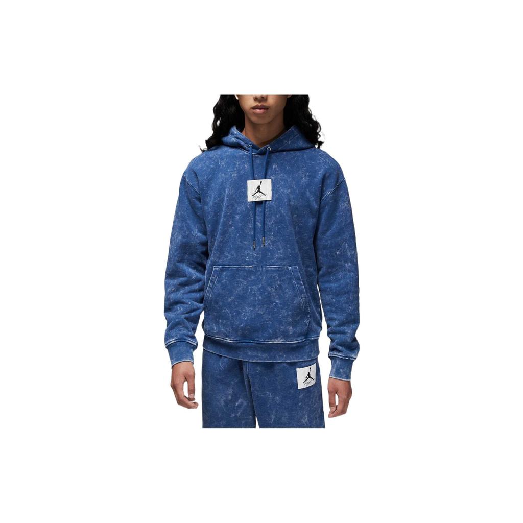 Jordan Tie-Dye Logo Patch Drawstring Hoodie Long Sleeve Sweatshirt Men Tops Blue DR3088-493