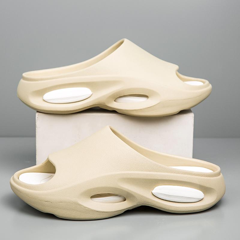 

Мужские тапочки, домашняя спортивная обувь для отдыха, пляжная обувь для пар, летние уличные противоскользящие дизайнерские сандалии на толстой подошве для мужчин Zapatillas 40-41 бежевый