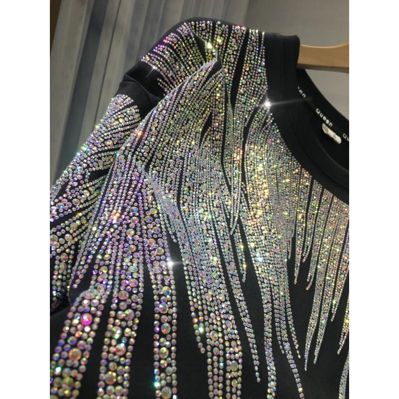 Plus Size Sommer Damen T-Shirt Tide Mittellange Kurzarm-Oberteile