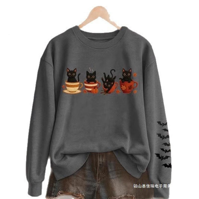 '' Halloween 3D Digital Print Casual Hoodie Women Animal Soft Cotton Blend Long Sleeve Regular Fit