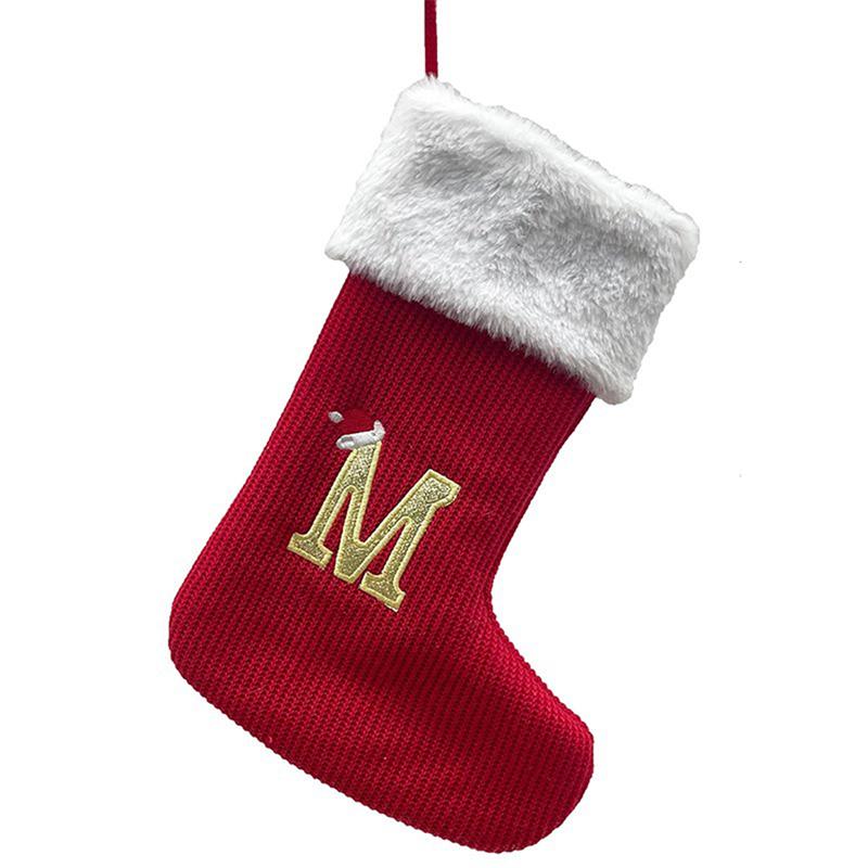 Tree Pendant Decorations for Home Xmas Gift Snowflake Knitting Stocking Christmas Letters Christmas Alphabet Christmas Socks Red