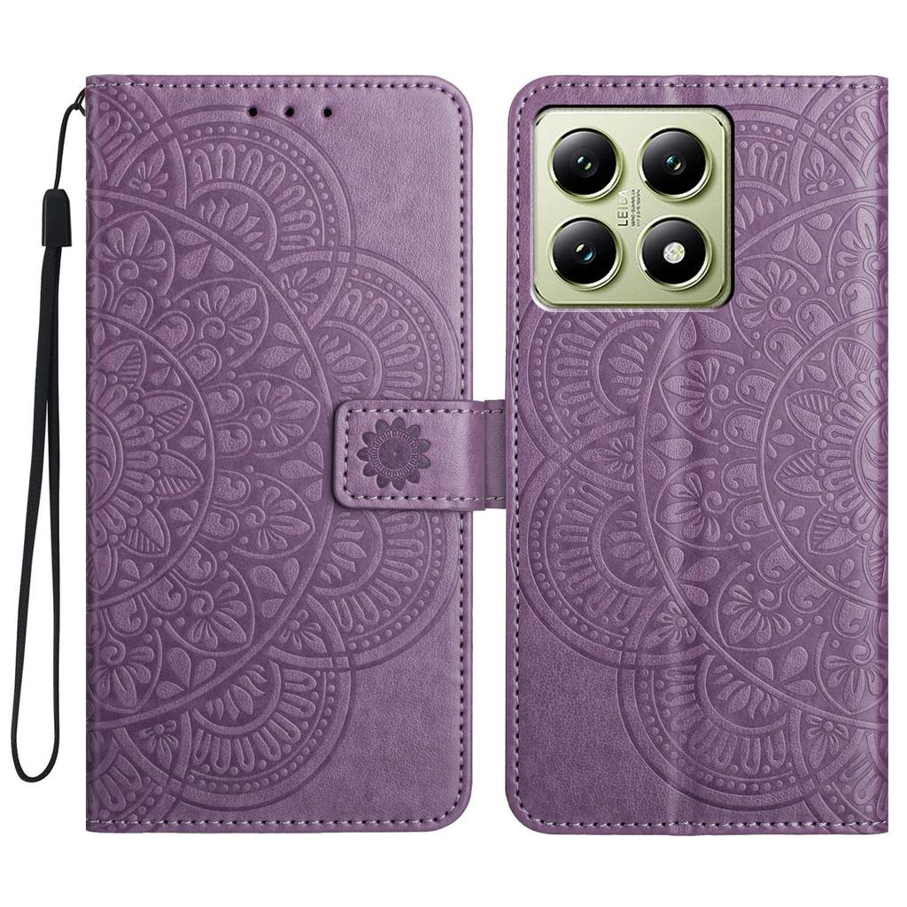 For Xiaomi 14T Pro Leather Case with Card Slots Mandala Pattern Phone Cover Stand