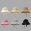 Simple Solid Color Sunscreen Bucket Hat Summer Breathable Adjustable Fisherman Hat For Women Outdoor Travel Wide Brim Sun Hat