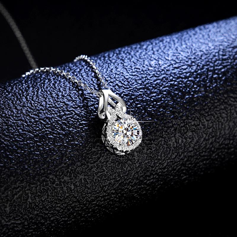 Tancise S925 Sterling Silver Moissanite Colier cu pandantiv cu personalitate de lux Colier clasic Tide pentru femei Colier Cadou de petrecere