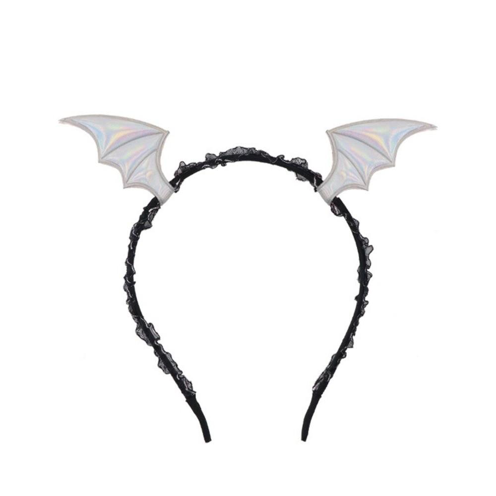 Flower Headband Necklace Set Mesh Halloween Hair Hoop Cute Bat Wings Hairband  Women