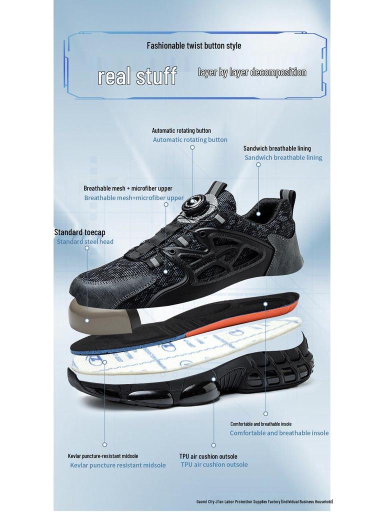 Lightweight Anti-Smash & Anti-Puncture Safety Work Shoes - Comfortable, Durable, and Ideal for Long Hours.