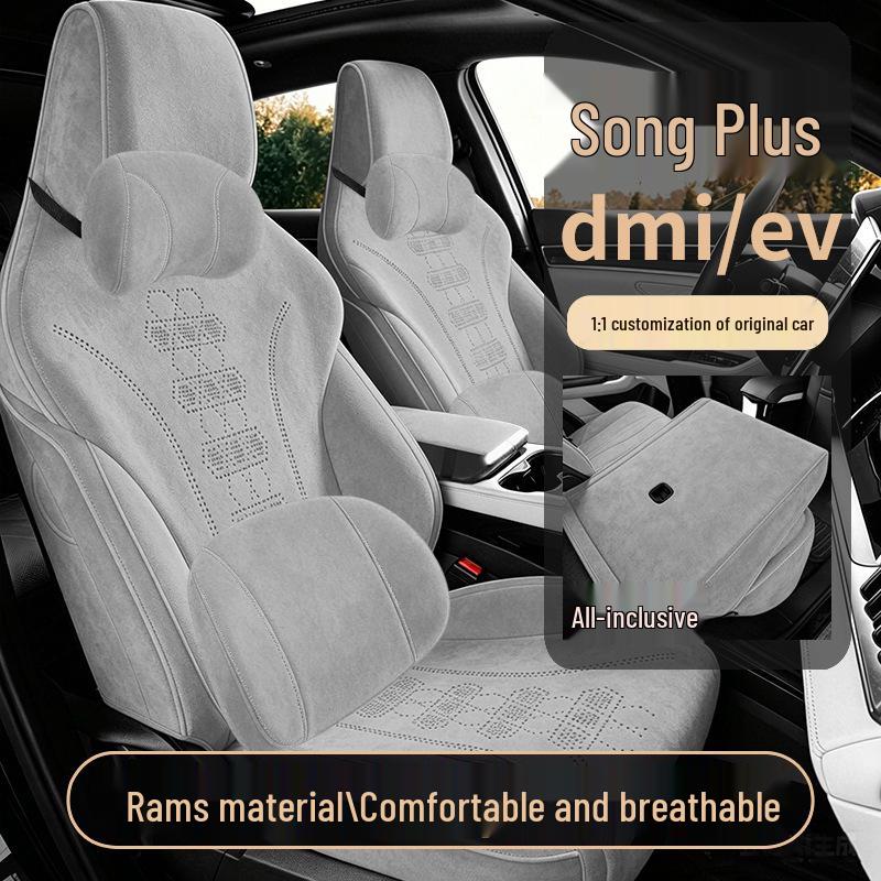 Suede Seat Covers for 2023-2025 BYD Song PLUS Hybrid, Full Coverage Cushions