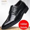 2024 Men's British-Korean Crocodile Pattern Formal Leather Shoes - Pointed Toe, Large Size