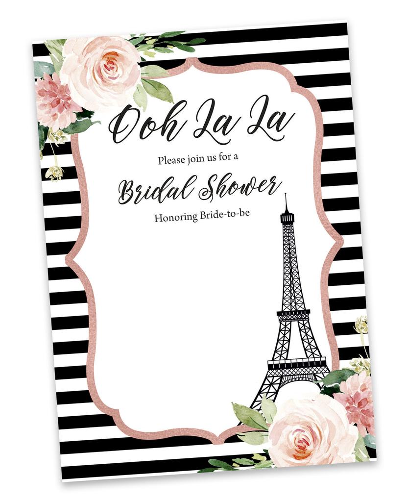 Inkdotpot 30 Zaproszeń na Wieczór PanieńskiA  Kwiatowa Wieża EifflaA  Ślubne Zaproszenia do Wypełnienia Puste