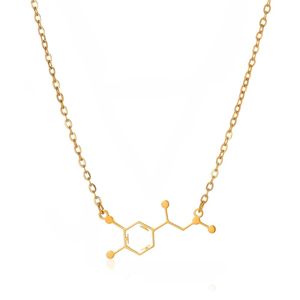 

Ожерелье с молекулой дофамина из популярного розового золота, титановое, геометрическое, простое, популярный аксессуар [Rockyu] Женщины, Подвеска, Мода, Вечеринка, (Золото) золотой