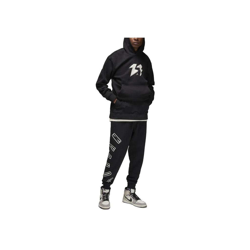Jordan Alphabet Logo Print Drawstring Mid-Waist Knit Joggers Men Bottoms Black FB7028-010