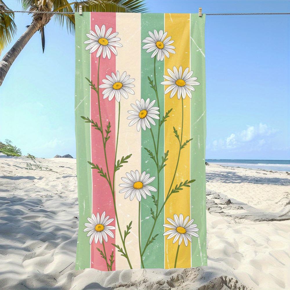 

Vibrant Daisy-Print Microfiber Beach Towel, Stylish Absorbent Quick-Drying for Summer Large Towel W30*H60(CM)
