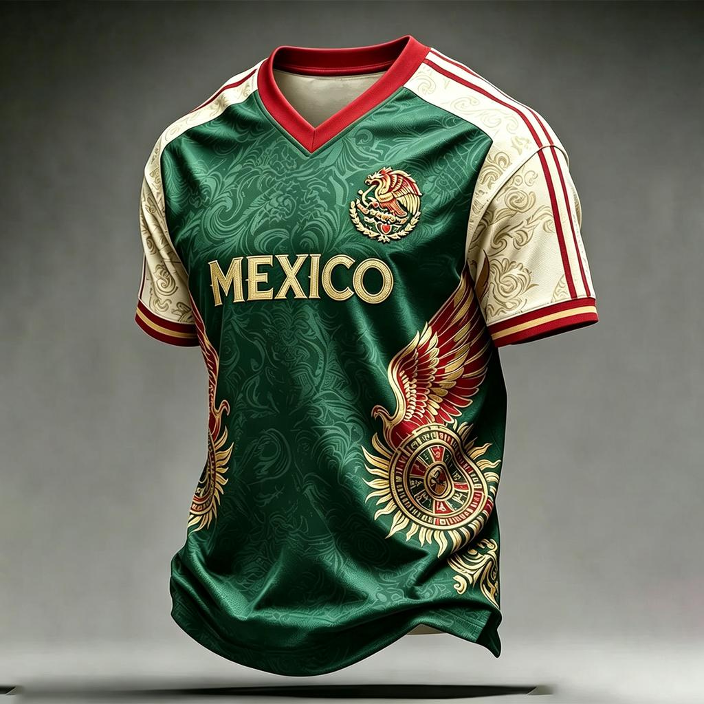 Men's Casual V Neck Short Sleeve Shirt Breathable Fabric Lightweight Fit Mexico Letter Print Sports Tee