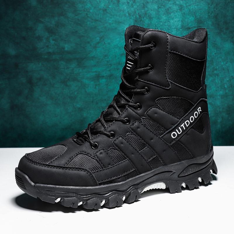 Autumn and Winter New High-top Combat Training Boots Men's Desert Land Boots Tactical Shoes Outdoor Hiking Shoes