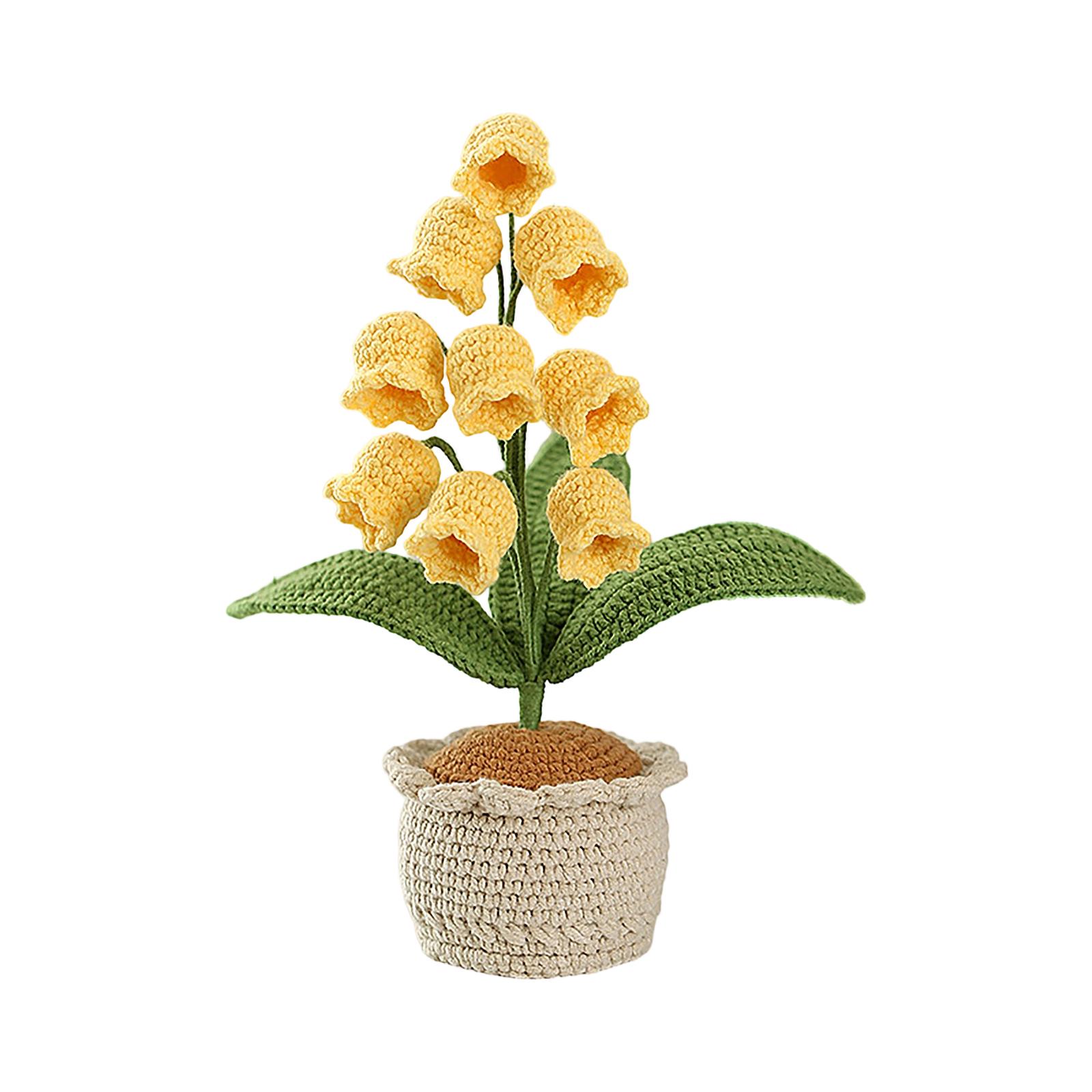 

Hand-Crocheted Of The Valley Potted Plant - Handwoven Artificial Flower For Home Decor- Perfect Gift For Valentine s Day & Birthdays One Size