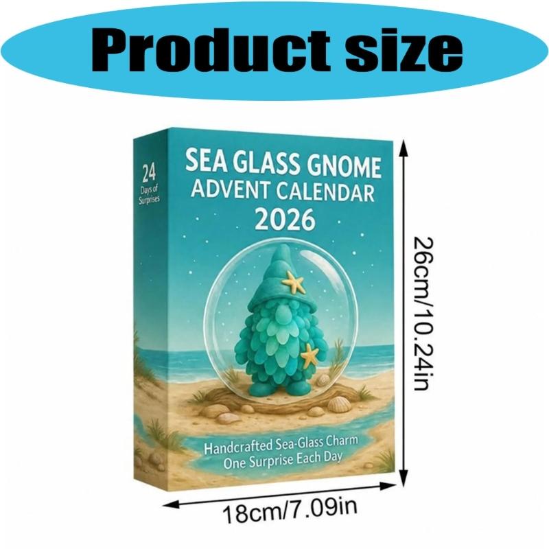 PVC Sea Glass Dwarf Calendar Advent Set 24 Day Christmas Advent Calendar Decoration for Holiday Tabletop and Shelf Display