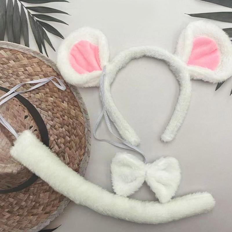 Maus Kostüm Zubehör Maus Ohren Stirnband Schwanz Blindenstock für Halloween Cosplay Party Verkleidung Tierkostüme