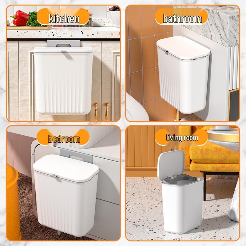 Large Wall-Mounted Kitchen Trash Bin with Sliding Lid for Food Waste