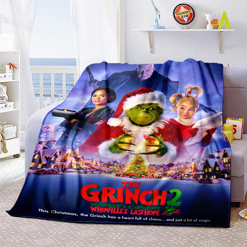 Christmas Gift Comedy Movie How the Grinch Stole Christmas blanket home warming, four season bed decoration sofa cover flannel throwing blanket K23