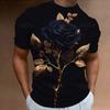 Módní Pánské tričko 3D květinový potisk Topy s krátkým rukávem Street Ležérní Růžové tričko Streetwear Tričko nadměrné velikosti Pánské oblečení