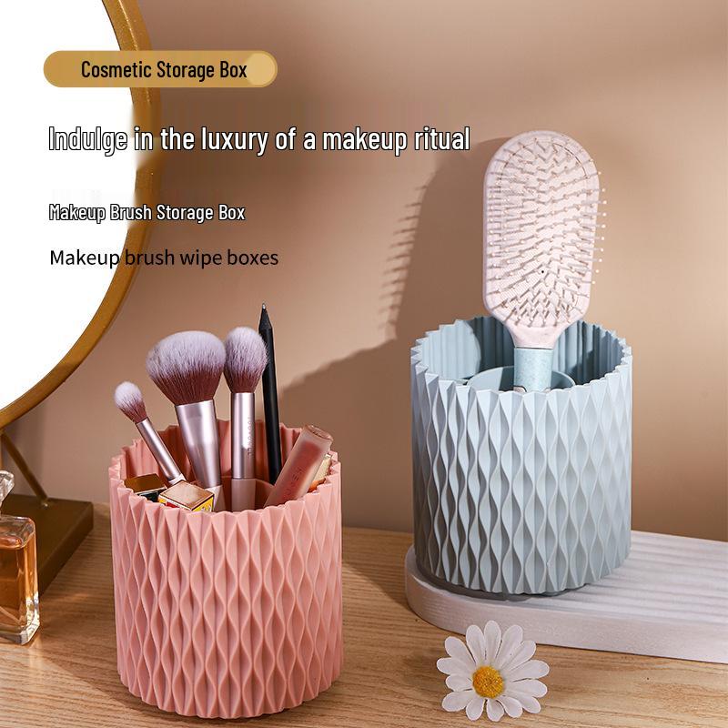 Rotatable Makeup Brush Storage Tube: Vanity Table Organizer for Brushes, Loose Powder, Blush, Eyeshadow, and Pens.