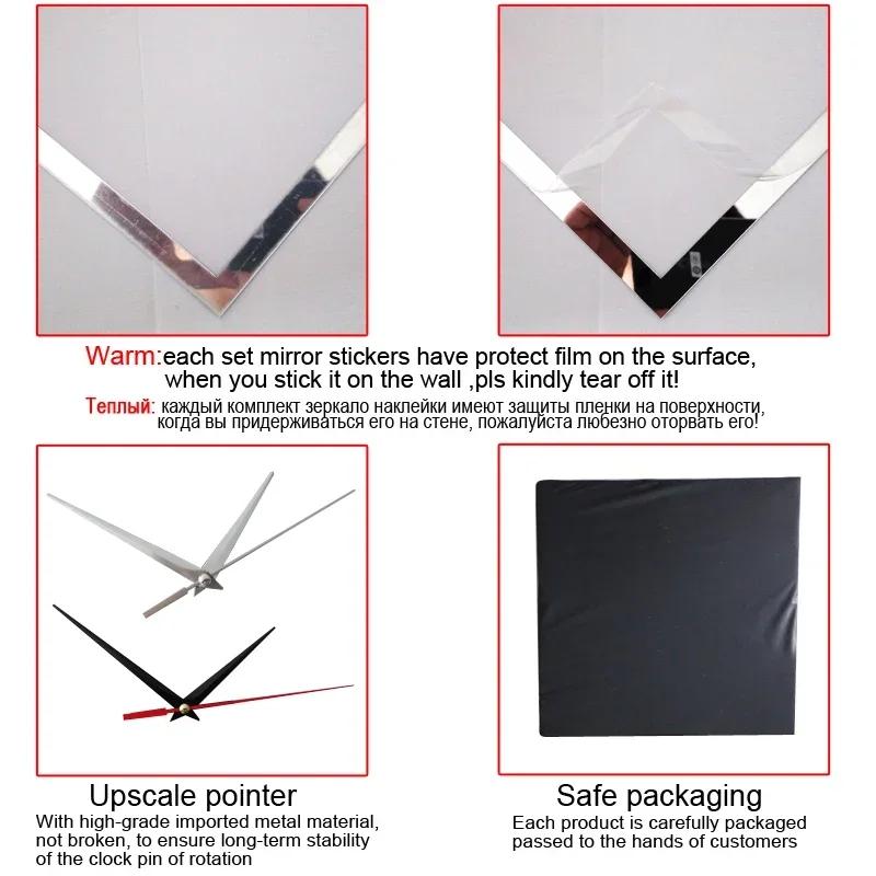 New arrive 3D acrylic mirror wall clocks quartz Needle watch modern horloge digital number clock home decor stickers SinglM8Y4D1