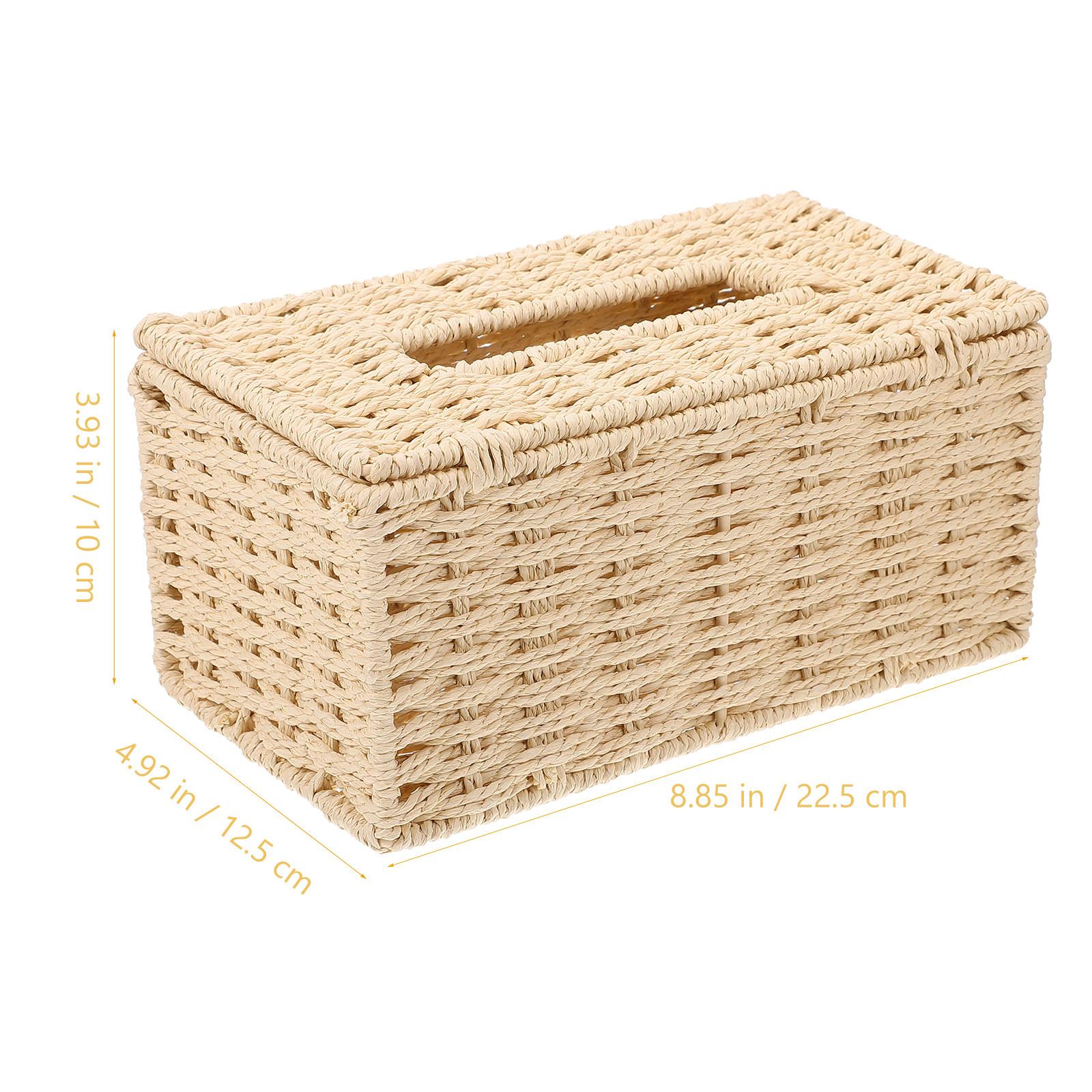 

1Pcs Kitchen Paper Rope Woven Tissue Box Multi-Functional Napkin Holder Desktop Organizer Paper Storage Solution бежевый