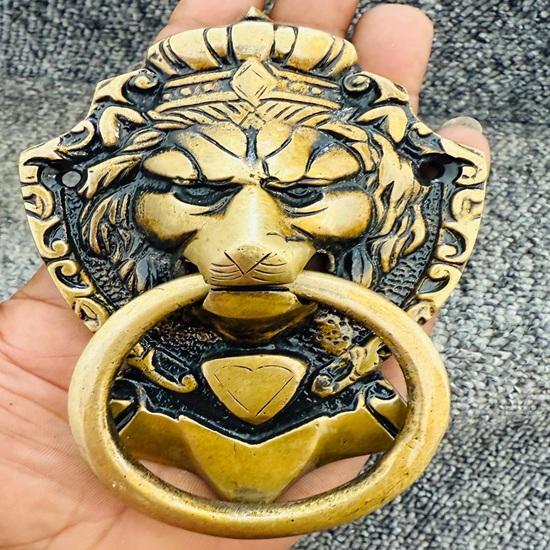 Victorian Brass Lion Door Knocker, Antique Style Lion Head Home Decor