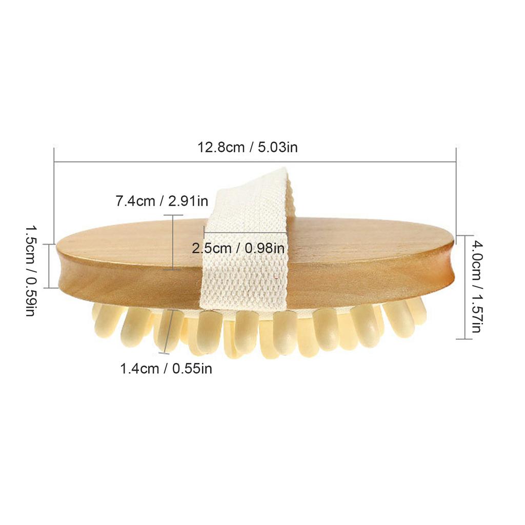 Massage Brush Natural Wood Massager Body Brush Scrubber Hair Scalp Spa Bath Massage