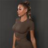 Nessaj Camicie da yoga a maniche corte Donna Fitness Sport Crop Top Magliette da corsa senza cuciture ad asciugatura rapida