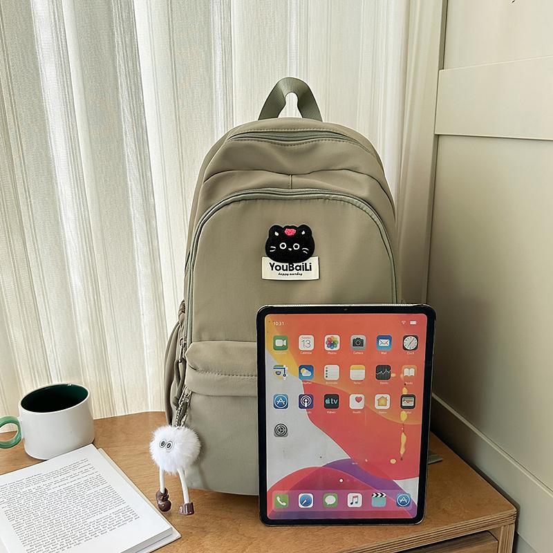 Large Capacity Junior High School Student Schoolbag Black Cat Women's Backpack Class Book Bag