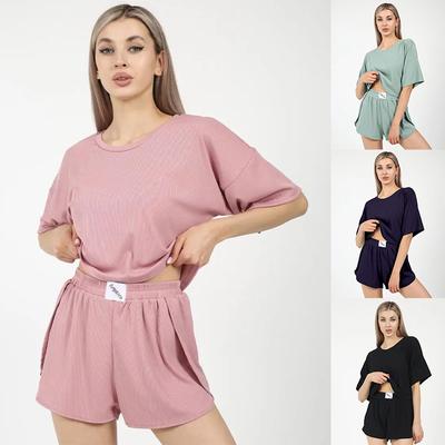 Ladies Pajamas Casual Wear Spring and Autumn Summer Casual Women's Pajamas Short-Sleeved Sexy Shorts Pajamas Homewear Set
