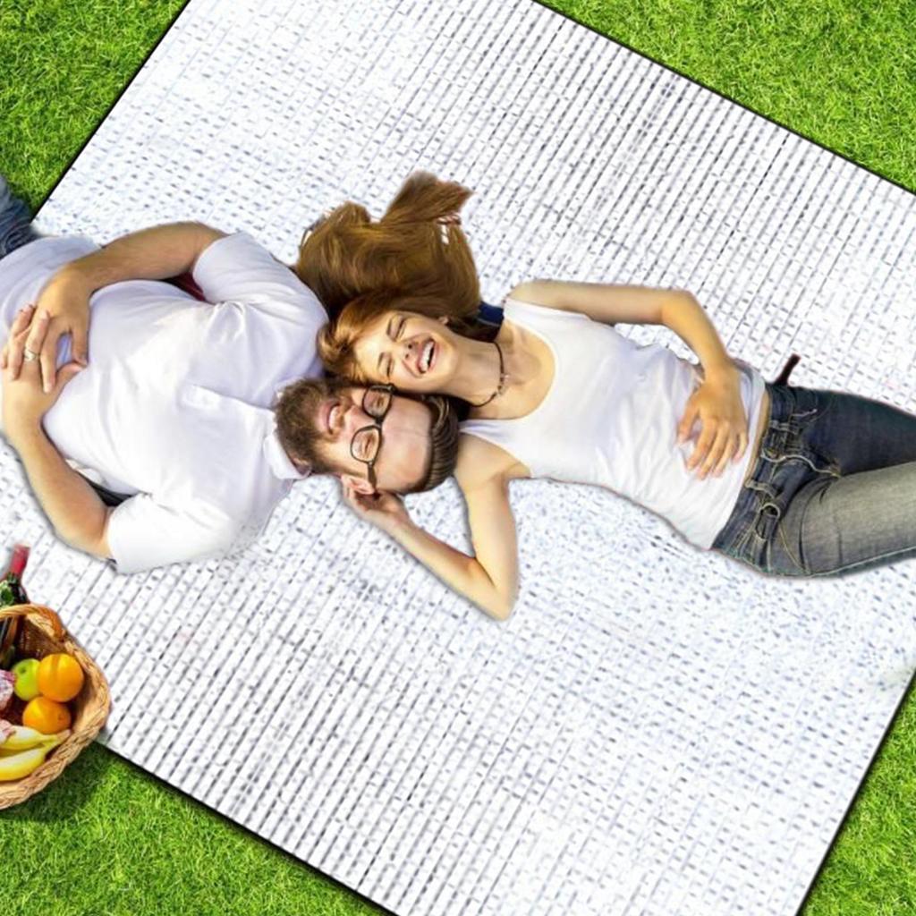 Floor Mat For Tent 195x180cm Waterproof Picnic Pad Aluminum Foil Mat Outdoor Thermal Foil Blanket For Survival Hiking Picnics