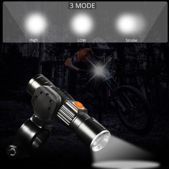 Světlo na kolo Teleskopický zoom USB dobíjecí Režimy Nastavitelný Lehký Vodotěsný MTB Silniční Horské kolo Noční jízda LED Přední světlo