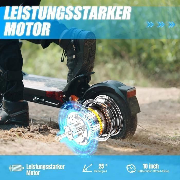 Scooter électrique JOYOR T6 -- Moteur 600 W - Batterie 48 V-18 Ah - Pneus 10 pouces - Noir