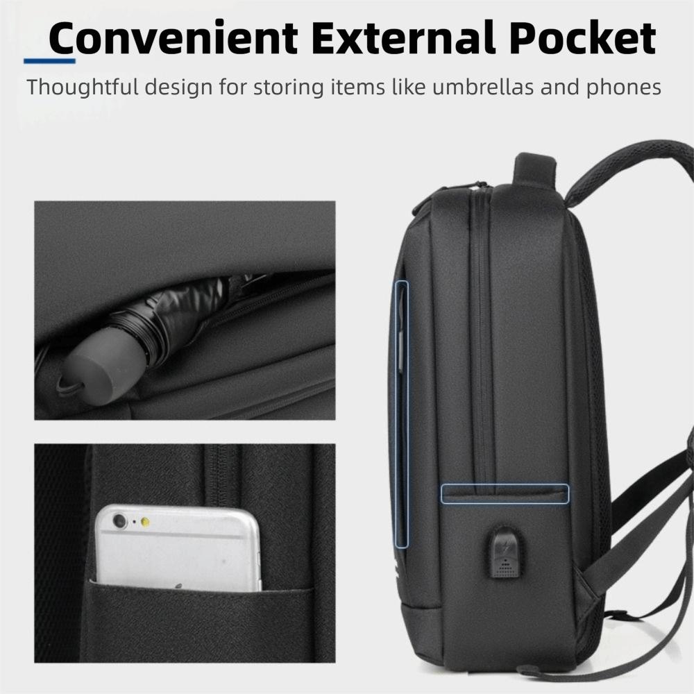Ultra-thin Laptop Backpack with USB Charing Port High-capacity Business Men Bag Solid Color Waterproof Slim Back Pack