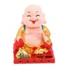Online Solar-Powered Wooden Little Monk Car Figurine - Buddha Decoration