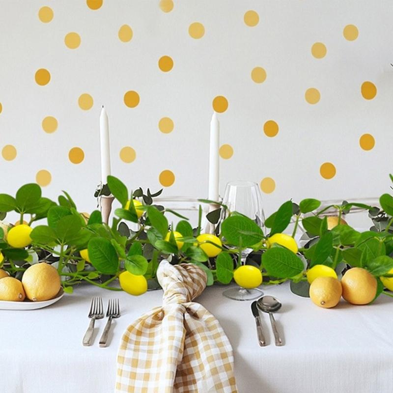 Pack of 2 Bright Artificial Lemon Branches Artificial Lemon Branches Yellow Stem For Garden And Kitchen Decoration