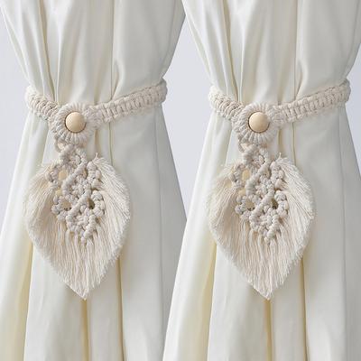 2 ks Makramové záclonové záclonky Dekorativní záclona s korálkem Kawaii Boho Dekorace místnosti Dekorace obývacího pokoje Dárková sada