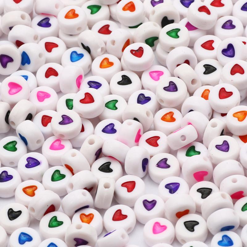 100Pcs Acrylic Flat Letter Beads Alphabet Round Smile Spacer Loose Bead For Diy Jewelry Bracelet Charm Supplies